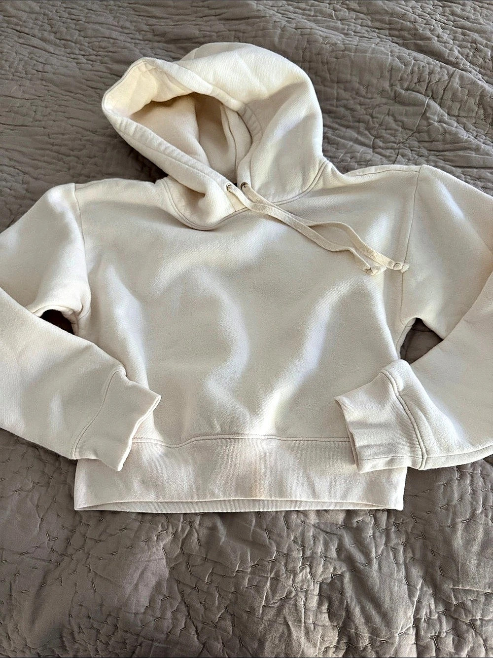 J CREW Cropped Hoodie in White Size XS